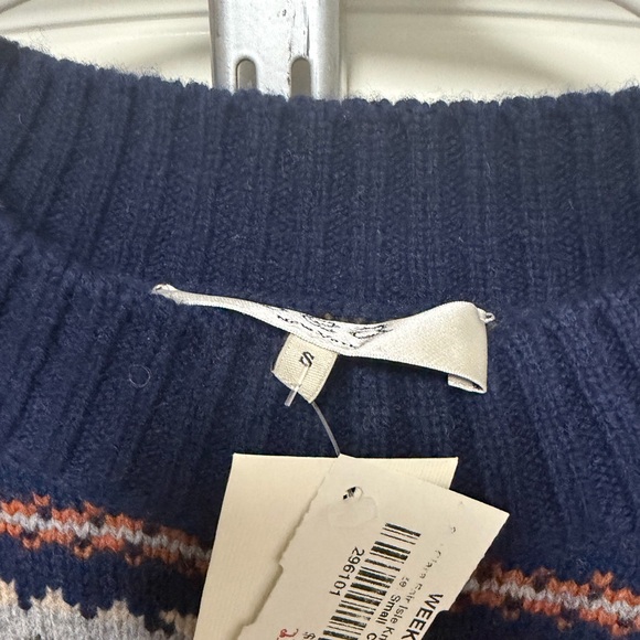 Sea New York Navy Knit Vest with Striped Sleeves - Picture 5 of 5